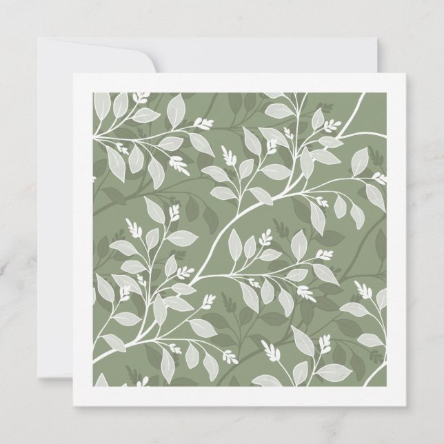 Wandering Leaves Elegant Sage Botanical Card (Front)