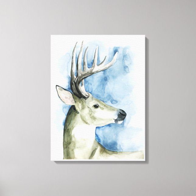 Wandering Stag - Watercolor Canvas Print (Front)