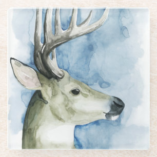 Wandering Stag - Watercolor Glass Coaster