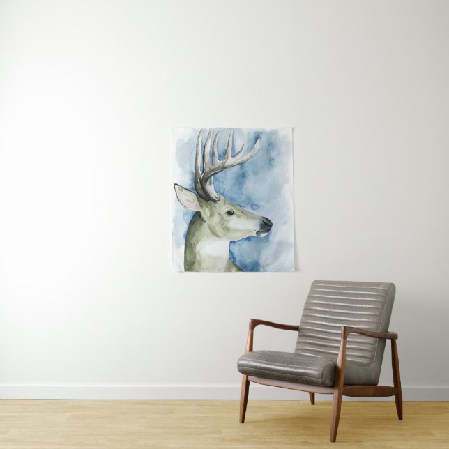 Wandering Stag - Watercolor Tapestry (In Situ)