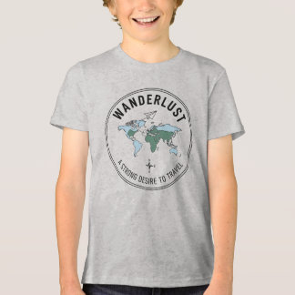 Wanderlust Adventure Awaits Travel World Map Kids Tri-Blend Shirt