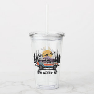Wanderlust Camper - Roam and Roam Wander Wide Acrylic Tumbler