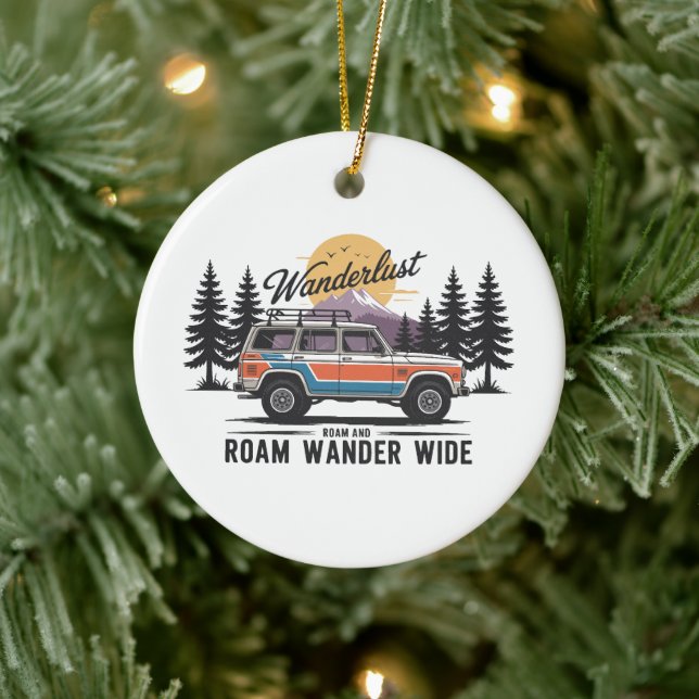 Wanderlust Camper - Roam and Roam Wander Wide Ceramic Tree Decoration (Tree)