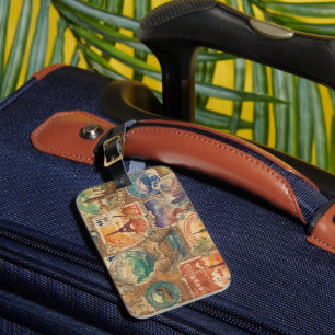 Wanderlust Chronicles: Vintage-Style Travel Stamps Luggage Tag
