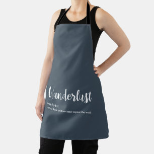 Wanderlust definition white grey blue colour apron