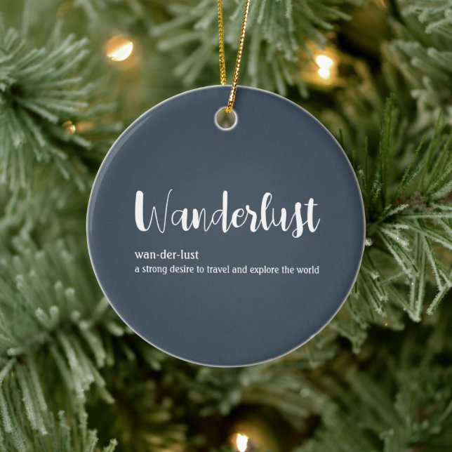 Wanderlust definition white grey blue colour ceramic tree decoration (Tree)