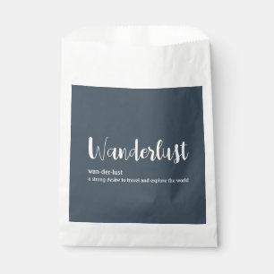 Wanderlust definition white grey blue colour  favour bags
