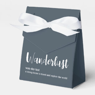 Wanderlust definition white grey blue colour favour box
