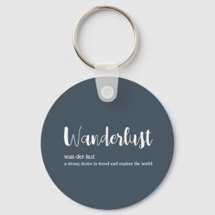 Wanderlust definition white grey blue colour key ring