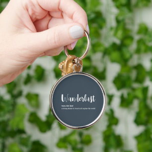 Wanderlust definition white grey blue colour key ring