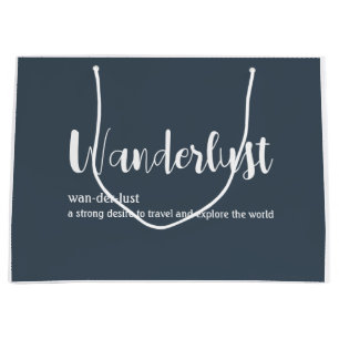 Wanderlust definition white grey blue colour large gift bag