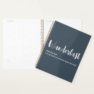 Wanderlust definition white grey blue colour planner