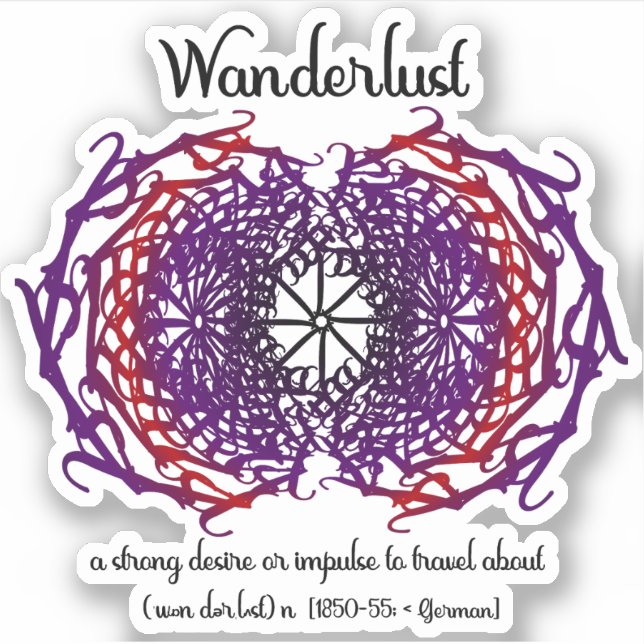 Wanderlust Graphic Text Art Mandala + Word Meaning (Front)