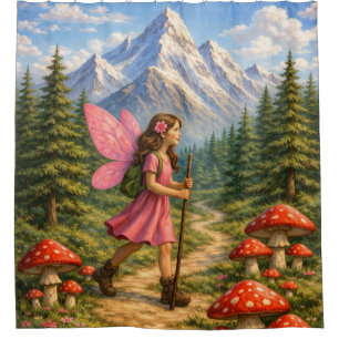 Wanderlust Mountain Fairy Hiker Fairycore Mushroom Shower Curtain