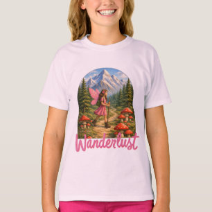 Wanderlust Mountain Fairy Hiker Fairycore Mushroom T-Shirt