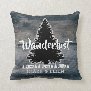 Wanderlust Pine Tree Rustic Grey Wood RV Camper Cushion