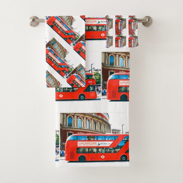  Wanderlust Red London Bus Ride Traveller Funky  Bath Towel Set (Insitu)