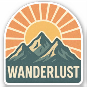 Wanderlust Retro Blue Mountain Sunrise Outdoor Sun