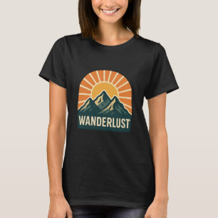 Wanderlust Retro Blue Mountain Sunrise Outdoor Sun T-Shirt