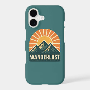 Wanderlust Retro Blue Mountain Sunrise Teal Phone