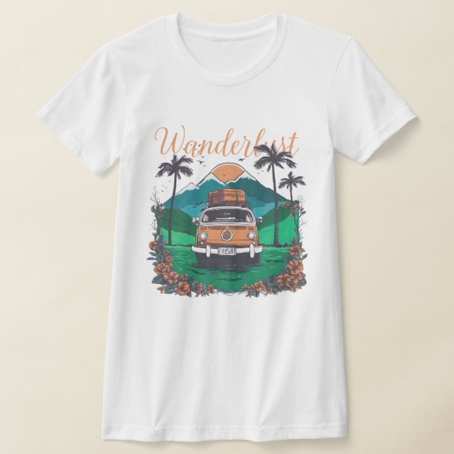 Wanderlust retro print T-Shirt (Laydown)