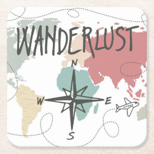 Wanderlust Square Paper Coaster