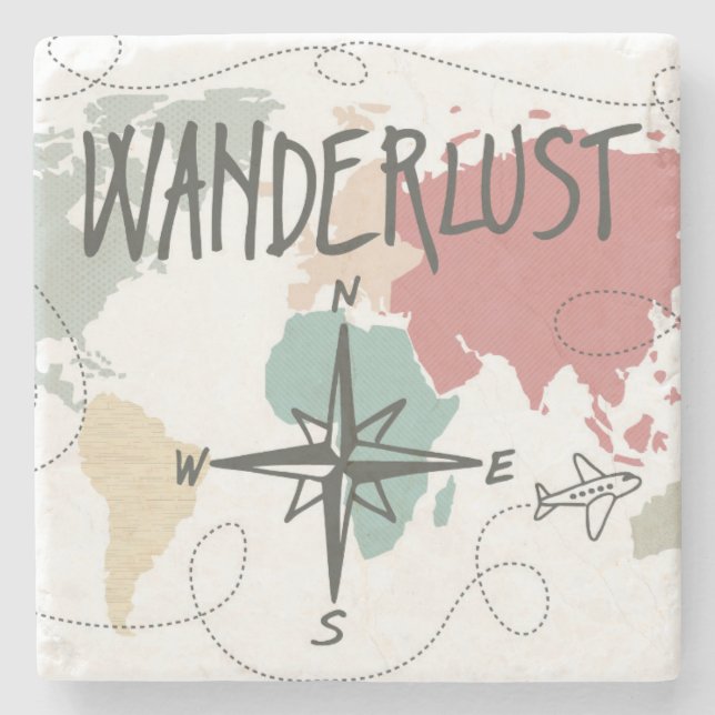 Wanderlust Stone Coaster (Front)