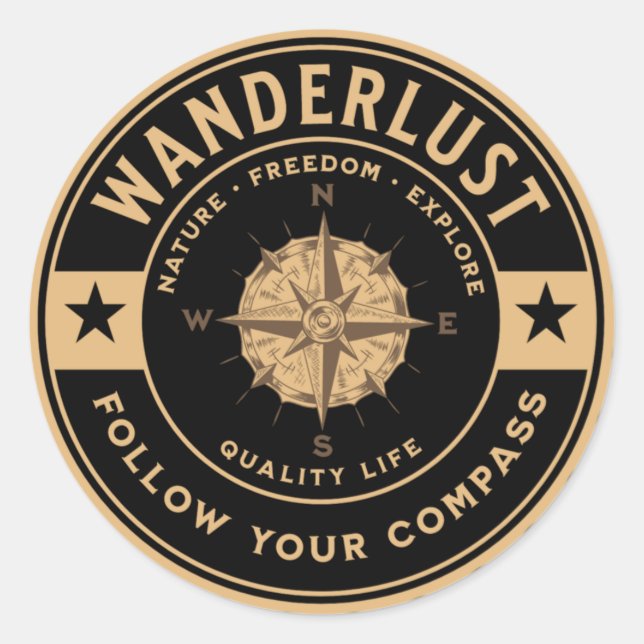 Wanderlust Travel Lover Map Stylish Exploration  Classic Round Sticker (Front)