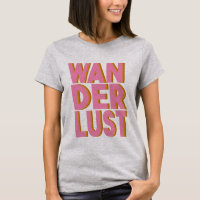 Wanderlust Typography Wall Art Poster in Pink