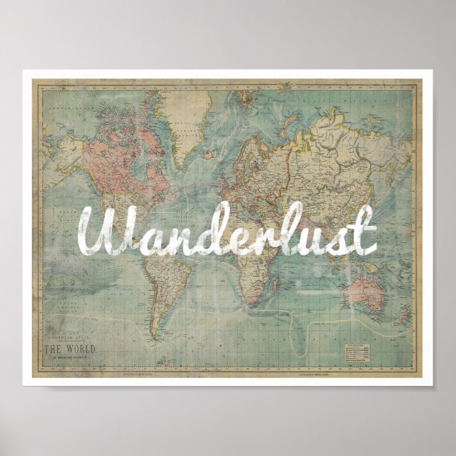 Wanderlust Vintage map Poster (Front)