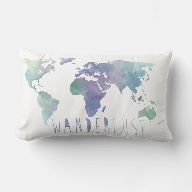 Wanderlust Watercolor Pillow (Front)