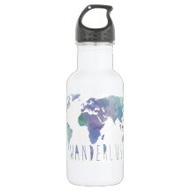 Wanderlust Watercolor Water Bottle