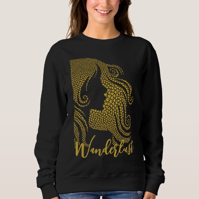 Wanderlust Woman Silhouette in Hearts Sweatshirt (Front)