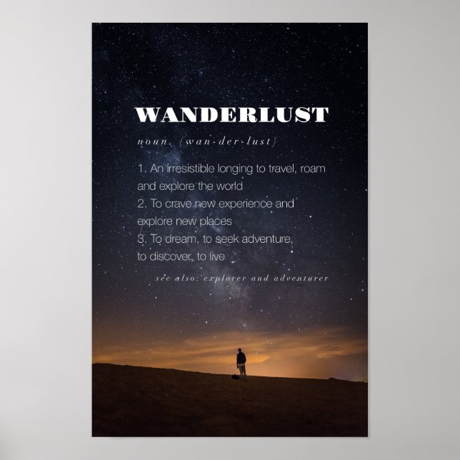 Wanderlust Word Definition Travel Poster (Front)