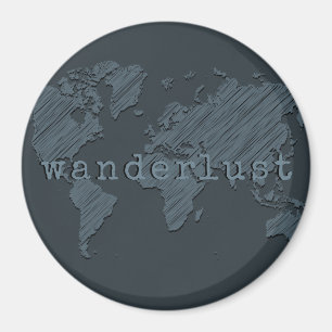 Wanderlust World Map Gunmetal Grey Magnet
