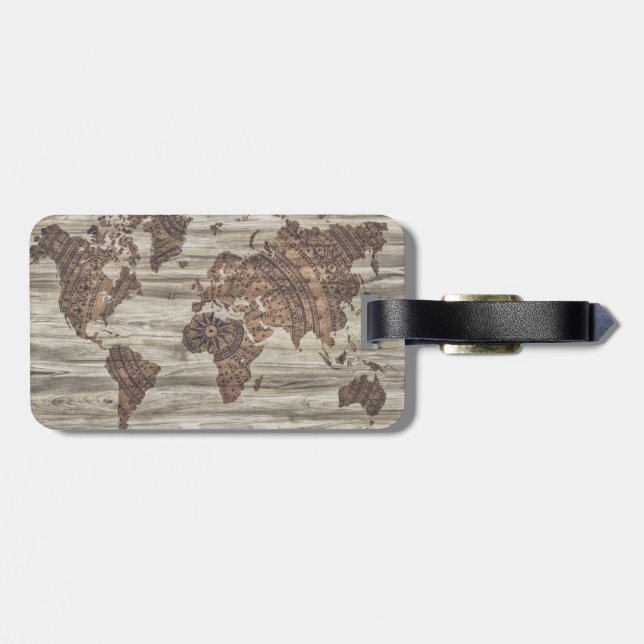 Wanderlust world map | luggage tag (Back Horizontal)