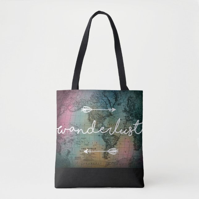 Wanderlust World Map Tote Bag (Front)