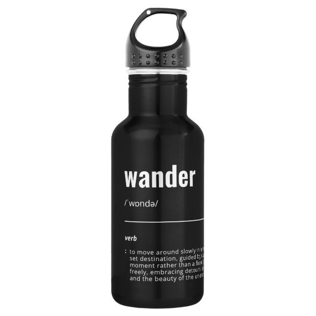 WanderTag - Minimalist Black Water Bottle (Front)