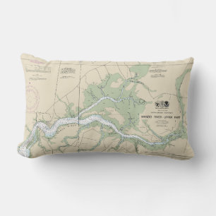 Wando River Upper Part Nautical Chart 11526 Lumbar Cushion