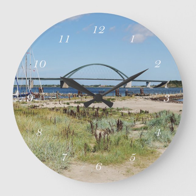 Wanduhr Fehmarnsundbrücke und Fehmarnsund Large Clock (Front)