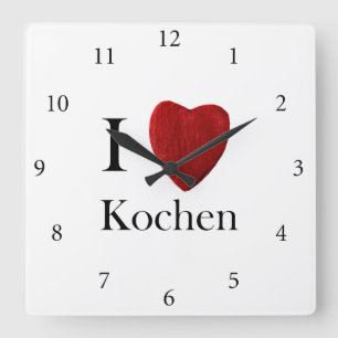 Wanduhr Ich Liebe Kochen Square Wall Clock