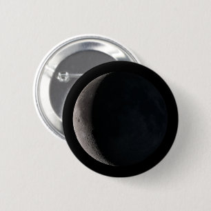 Waning crescent moon 6 cm round badge