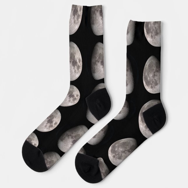 Waning gibbous moon phase NASA images Socks (Left)