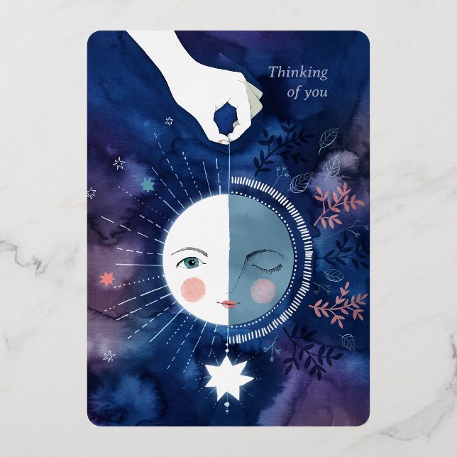 Waning Half Moon Thinking of You Silver (Front)