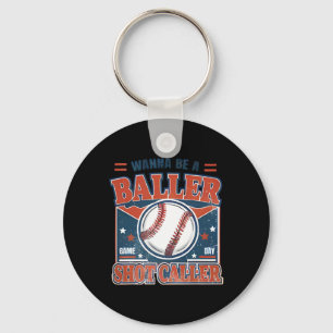 Wanna Be A Byller Shot-caller Retro Bysebyll Game  Key Ring
