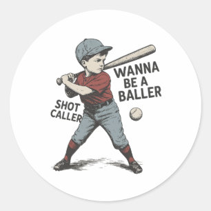 Wanna Be A Byller Shot Caller Vintage Bysebyll Kid Classic Round Sticker