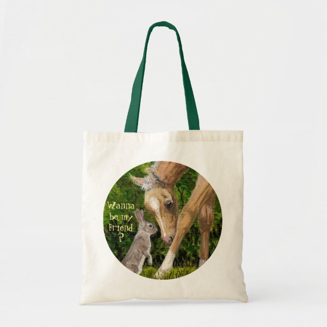 Wanna be my friend? Bunny & Foal tote bag (Front)
