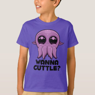 Wanna Cuttle Cute Cartoon Cuttlefish T-Shirt