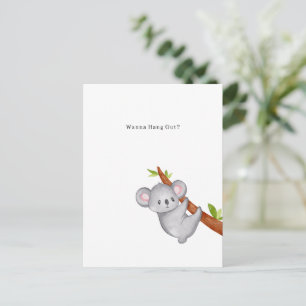 Wanna Hang Out Koala Bear Illustration Postcard