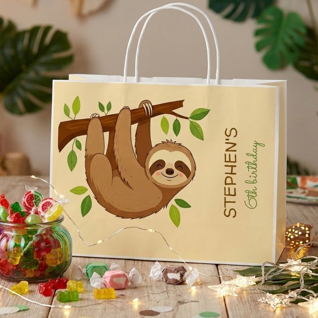 Wanna hang out? sloth kids birthday large gift bag (Creator Uploaded)